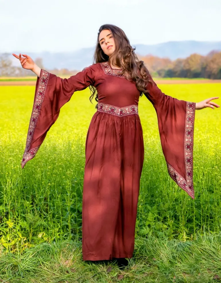 Leonardo Carbone Edles Viskose Kleid Burgund | Damen Kleider