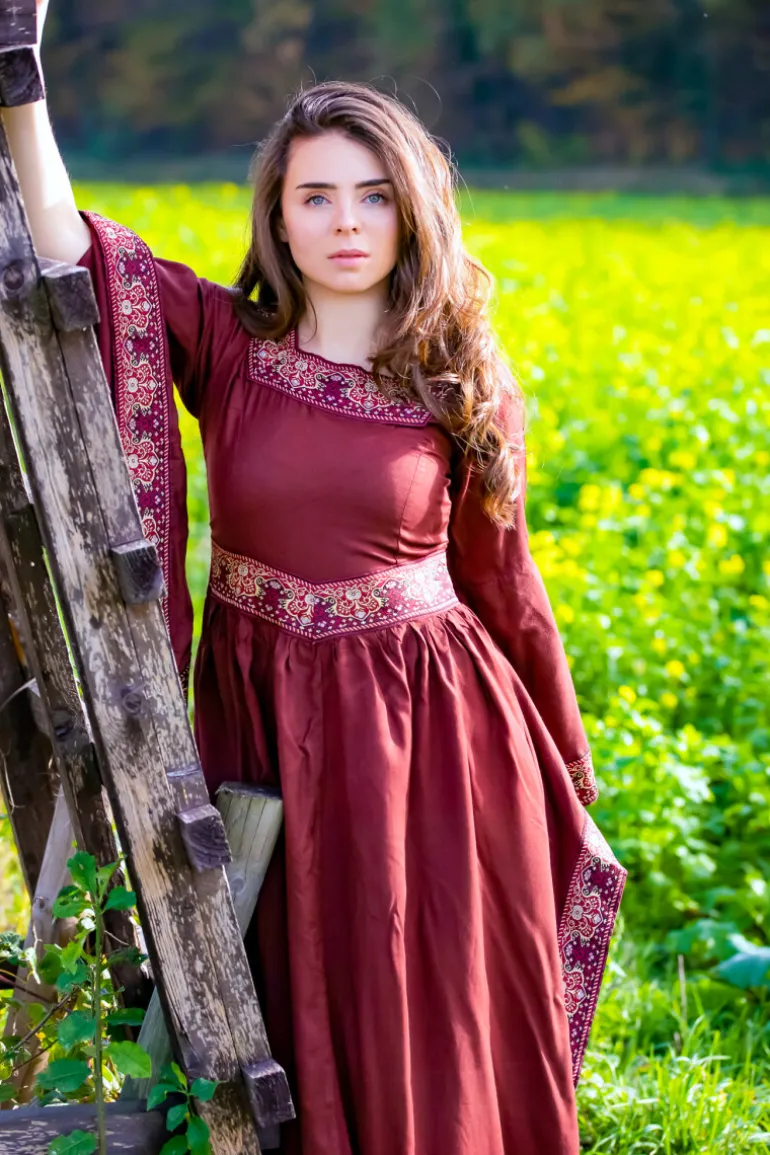 Leonardo Carbone Edles Viskose Kleid Burgund | Damen Kleider