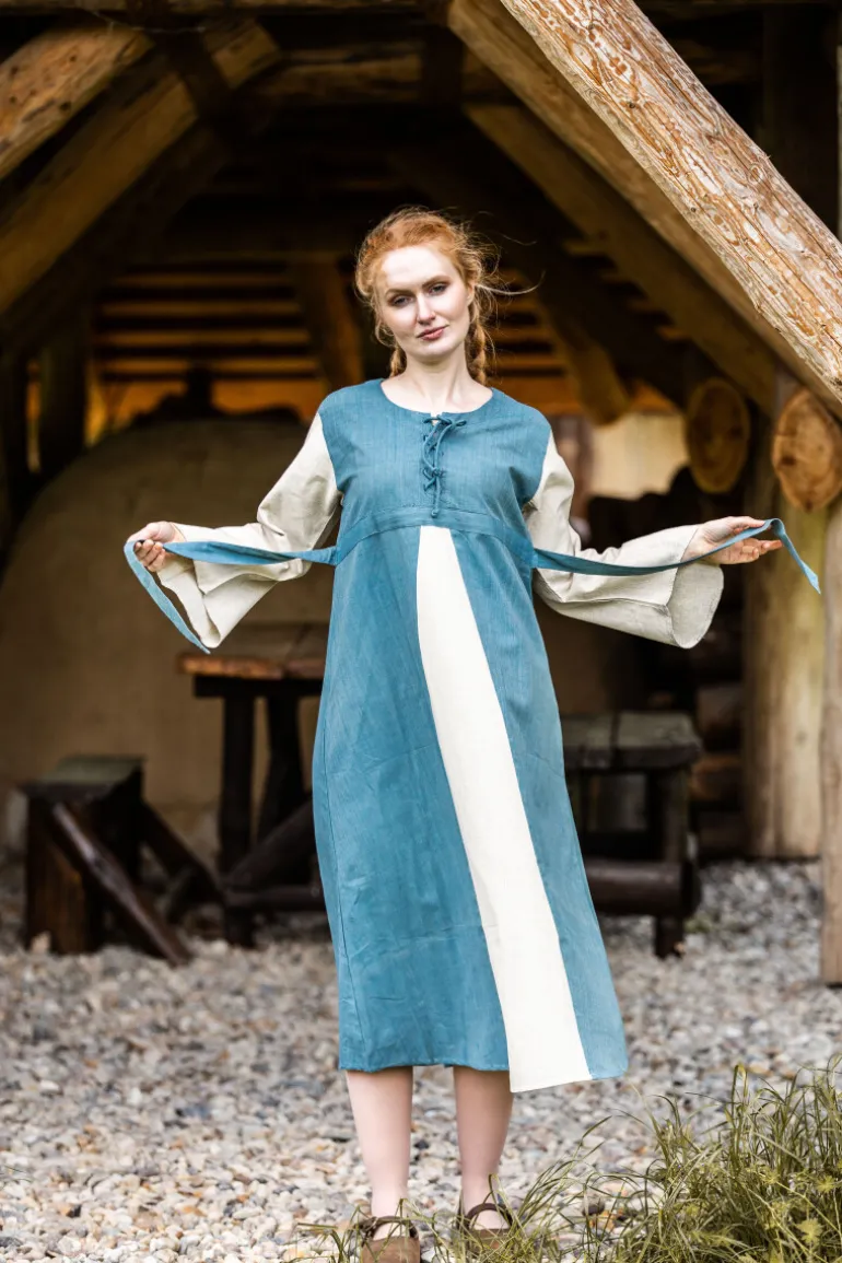 Leonardo Carbone Mittelalter Baumwollkleid "Ilse" Tauben | Damen Kleider