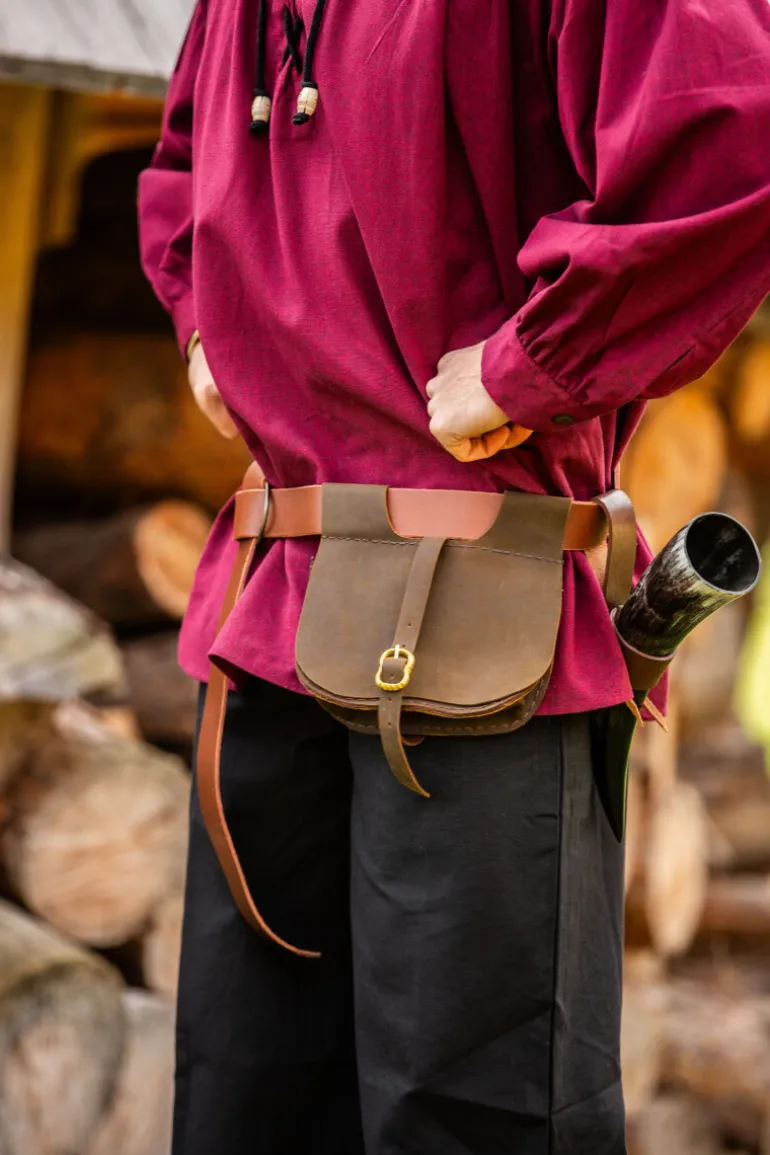 Leonardo Carbone Mittelalter Gürteltasche Leder "Udo" Dunkelbraun | Taschen / Beutel