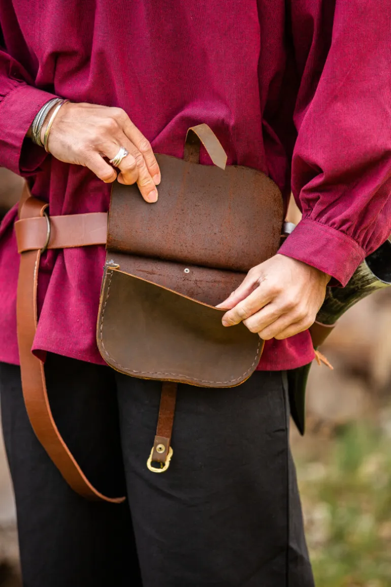 Leonardo Carbone Mittelalter Gürteltasche Leder "Udo" Dunkelbraun | Taschen / Beutel
