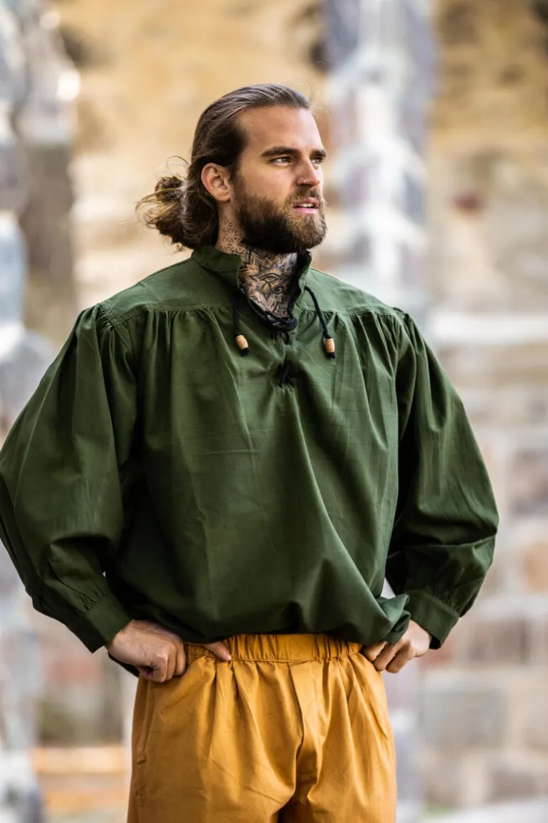 Leonardo Carbone Mittelalter Hemd "Ludwig" Grün | Herren Hemden
