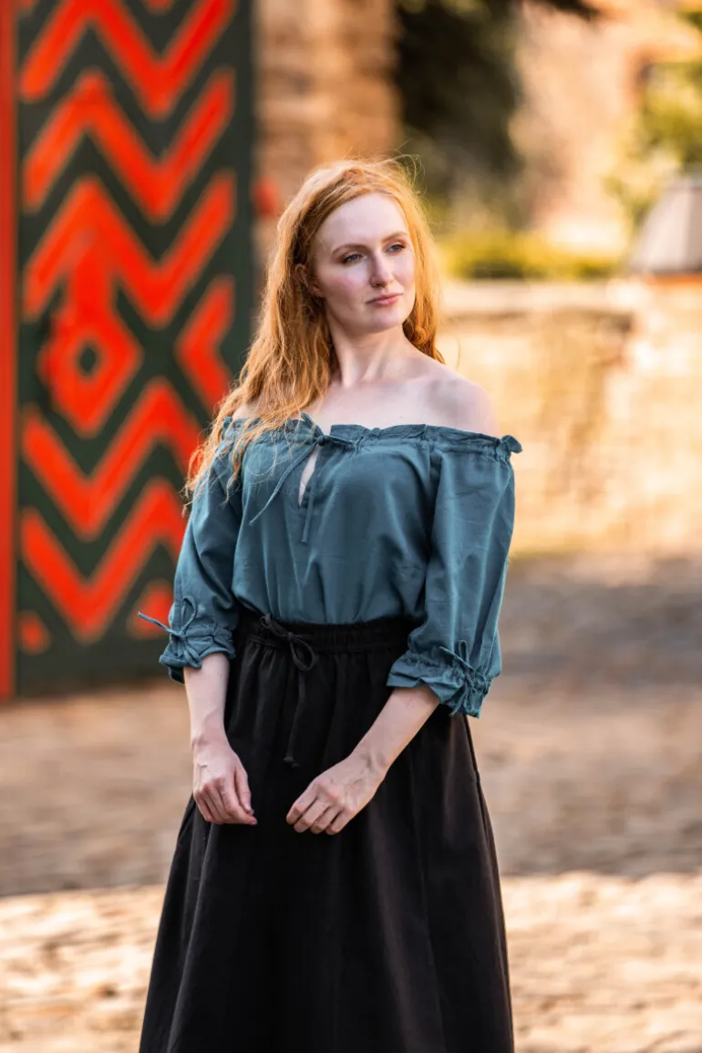Leonardo Carbone Mittelalter Kurzarmbluse "Vera" Petrol | Damen Blusen