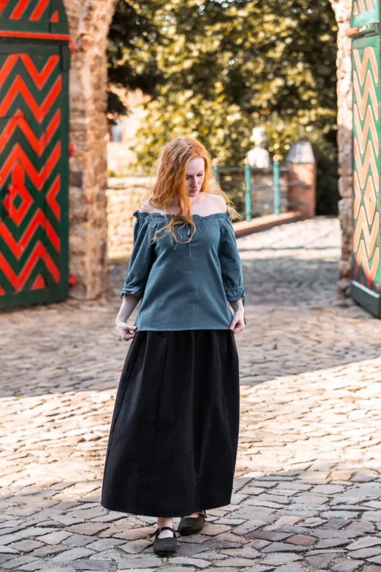 Leonardo Carbone Mittelalter Kurzarmbluse "Vera" Petrol | Damen Blusen