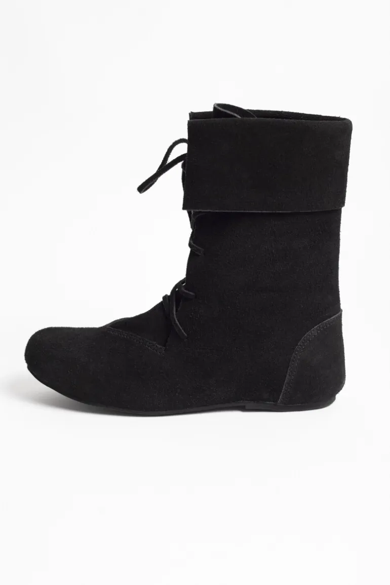 Leonardo Carbone 074 Mittelalter-Stiefel "Aurin" mit Stulpe - Schwarz | Schuhe